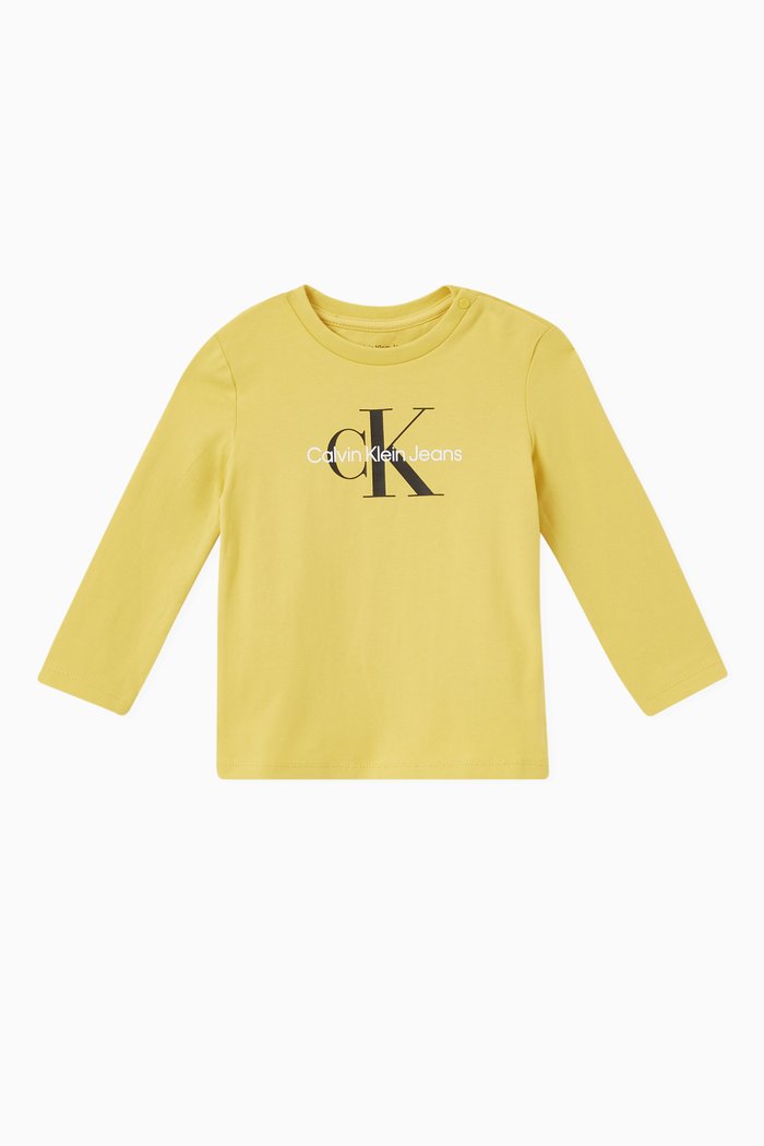 

Monogram-print T-shirt in Organic Cotton, Yellow