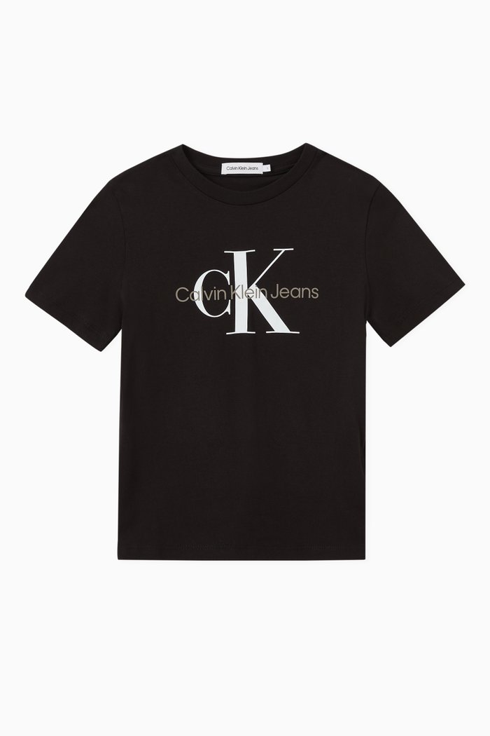 Logo Print T-shirt in Cotton, Black