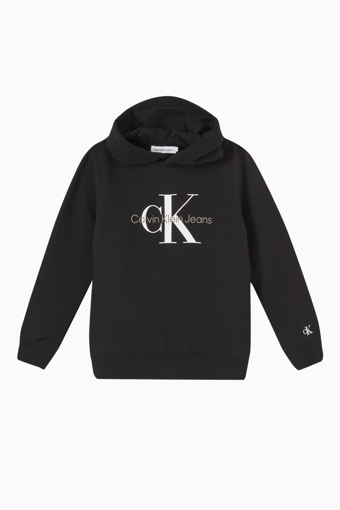 Macro Monogram Hoodie in Cotton, Black