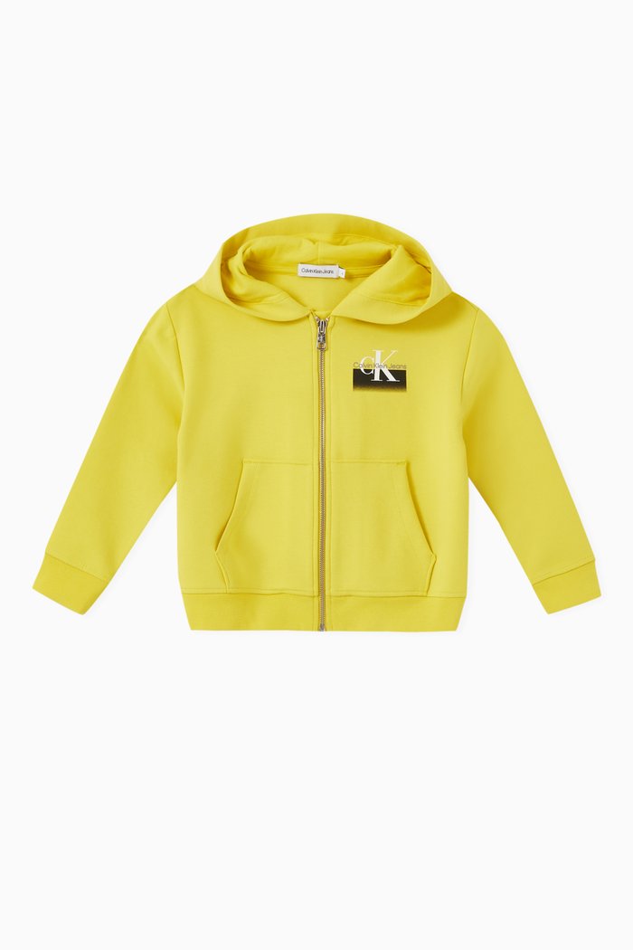 

Zip-up Logo Hoodie in Cotton, Yellow