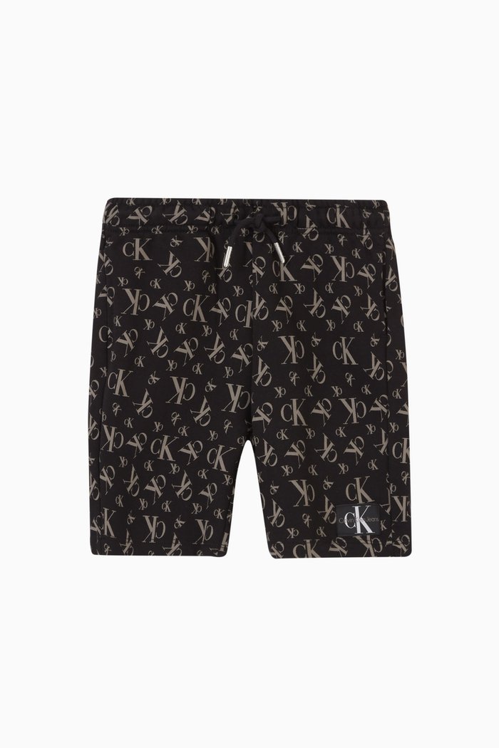 

All-over Monogram Shorts in Cotton, Black