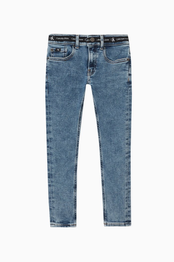 

Logo Mid-rise Skinny Jeans in Cotton-blend, Blue
