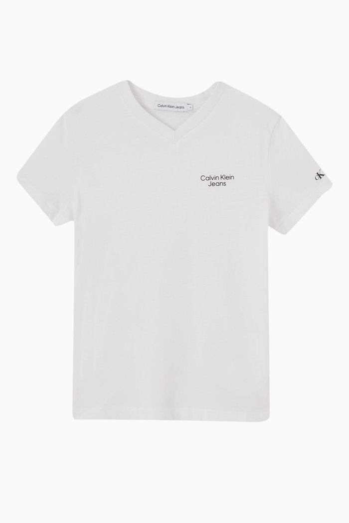

V-neck Logo T-shirt in Cotton, White
