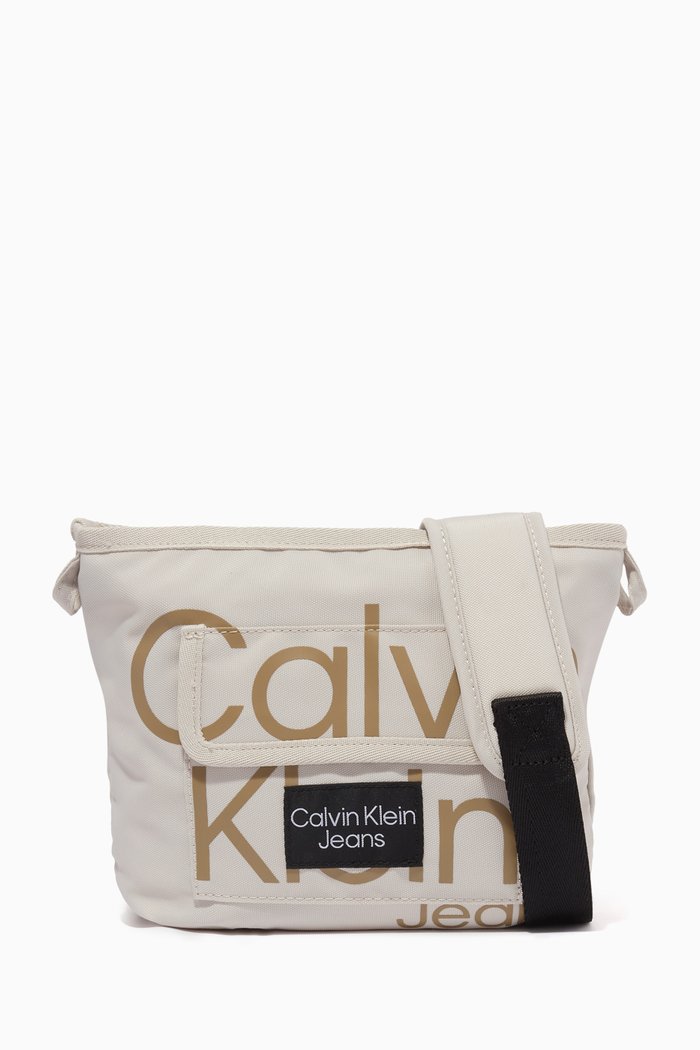 Institutional Logo Crossbody Bag, Neutral