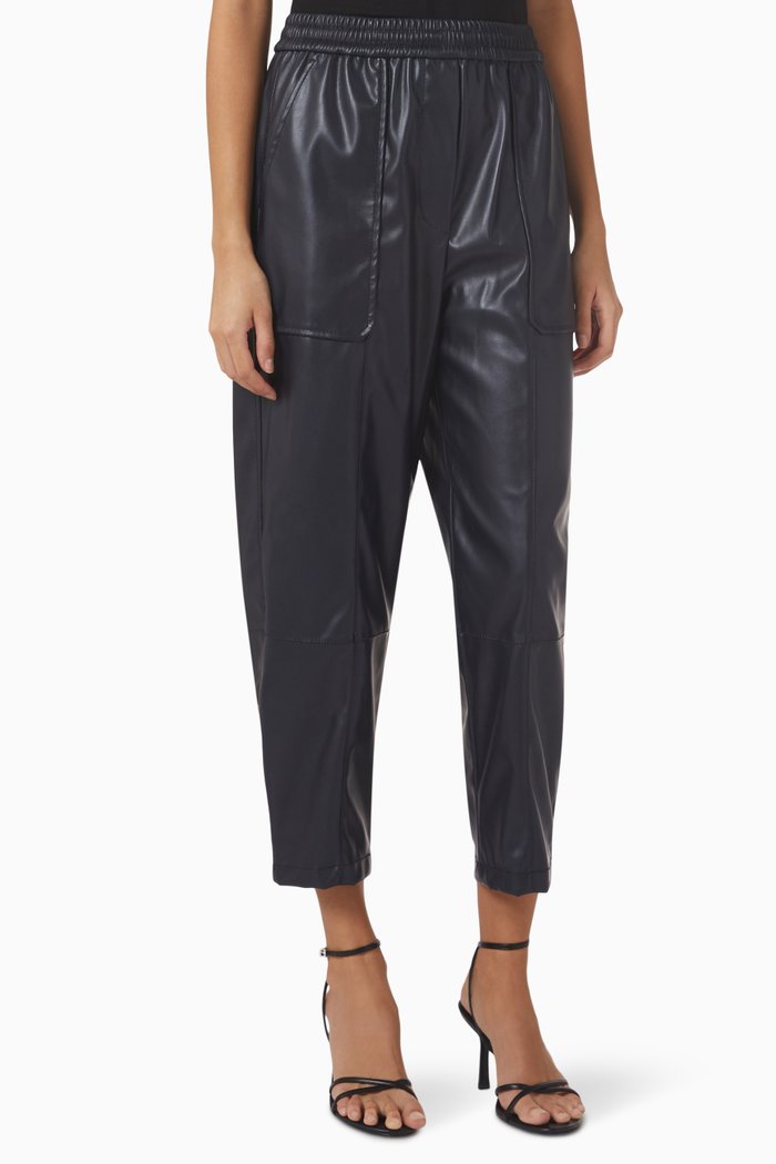 

Pull-on Pants in Faux Leather, Black