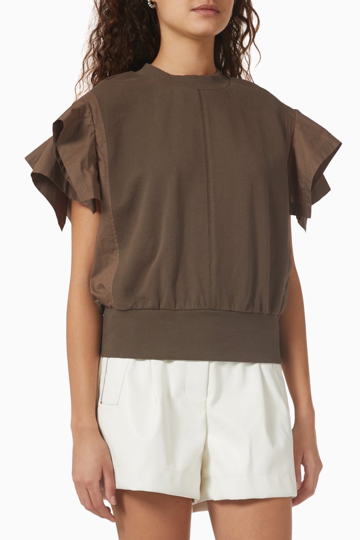 

Origami Sleeve Sweatshirt in French Terry, Green