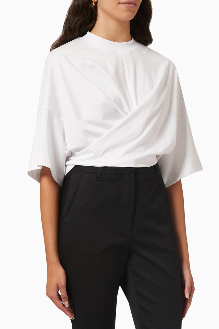 

Twisted Tie Back T-shirt in Cotton-jersey, White