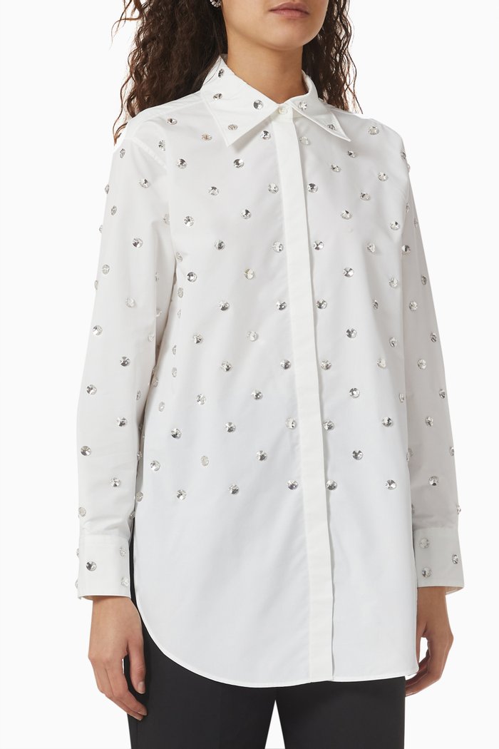 

Embellished Shirt in Poplin, White
