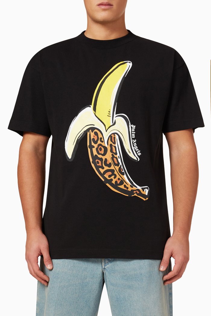 Banana-print Classic T-shirt in Cotton, Black
