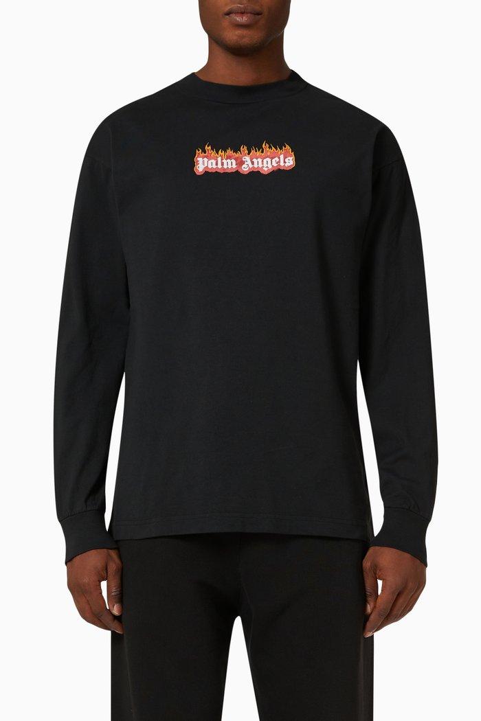

Burning Logo Classic T-shirt in Cotton Jersey, Black