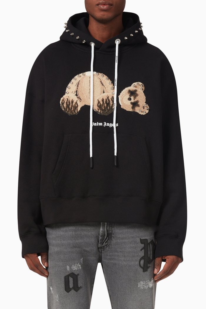 

Punk Bear Hoodie in Cotton, Black