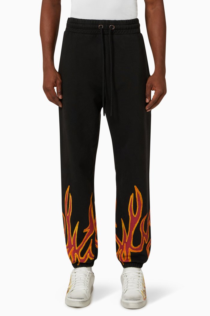 

Graffiti Flames Sweatpants in Cotton Terry, Black