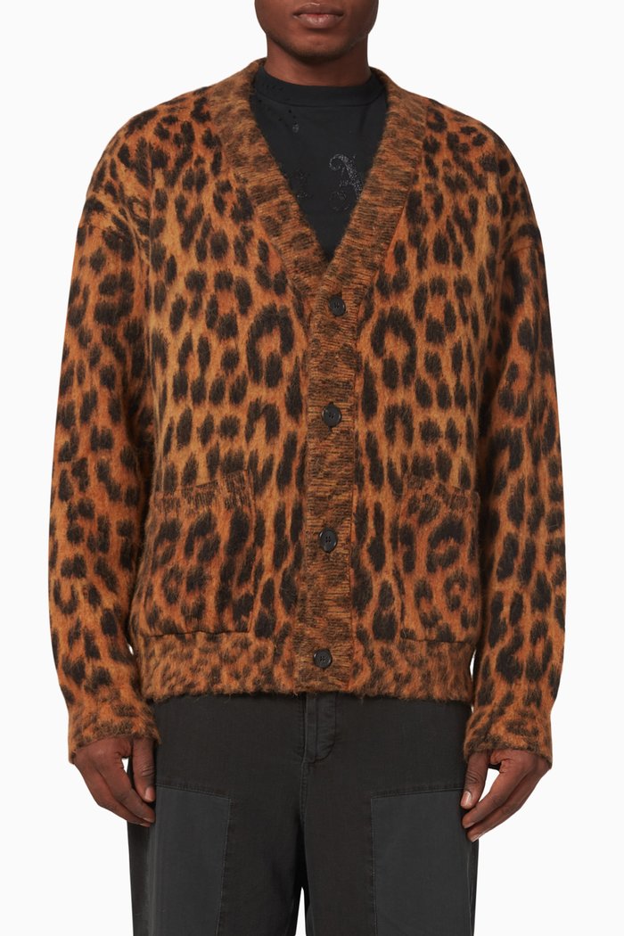 

Animalier Brushed Cardigan in Wool, Brown