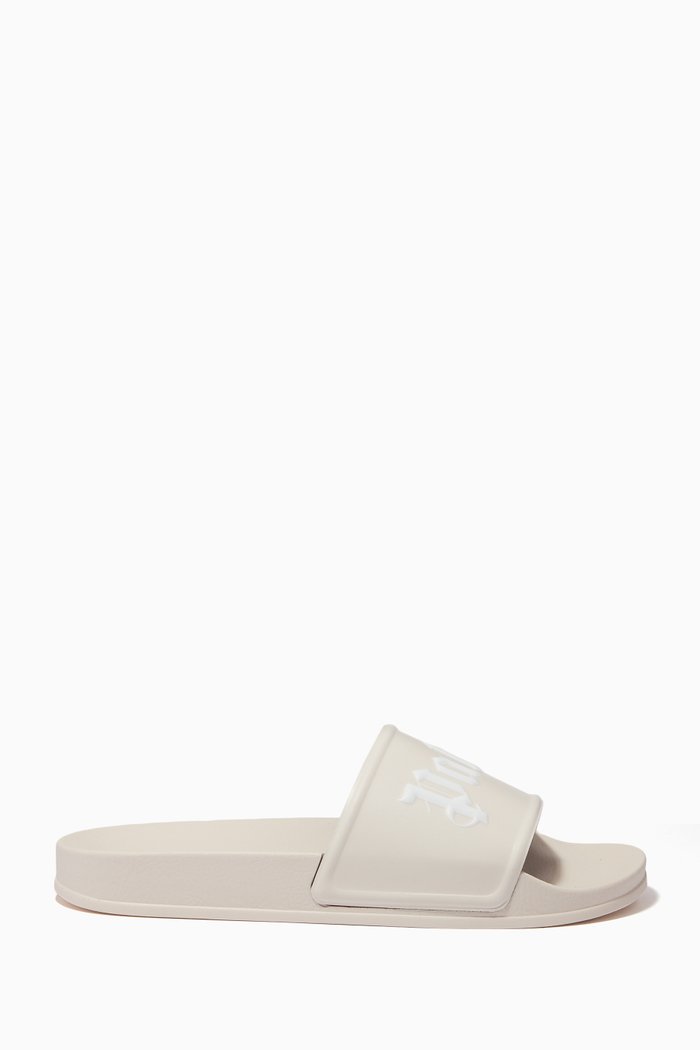

Pool Slide Sandals in PU & Rubber, White