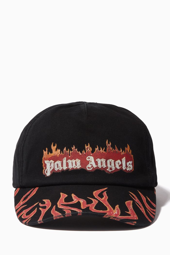

Burning Logo Baseball Cap in Cotton, Black