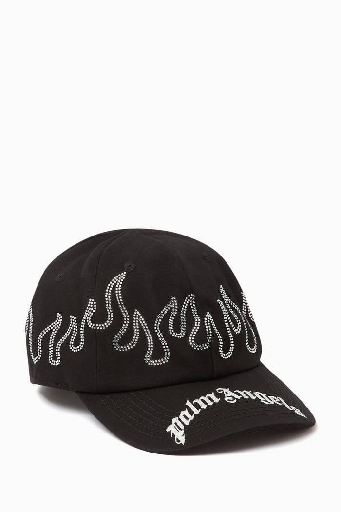 

Rhinestone Baseball Cap in Cotton-blend, Black