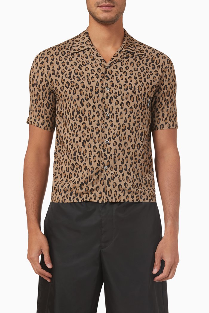 

Leopard Print Shirt in Viscose, Neutral