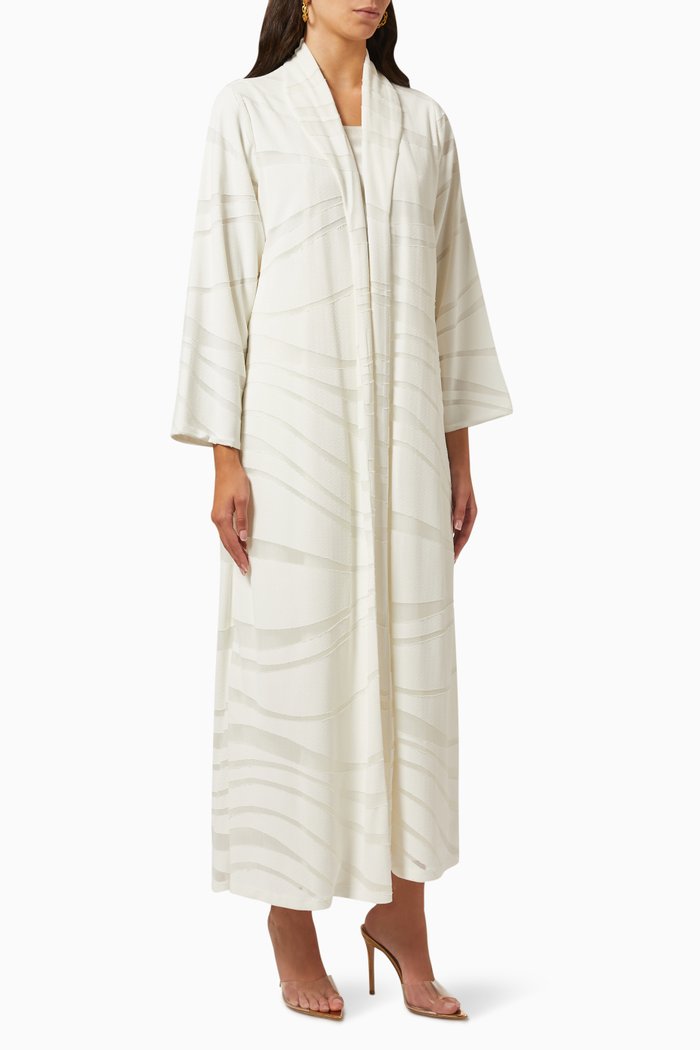 

Zainah Striped Abaya, White