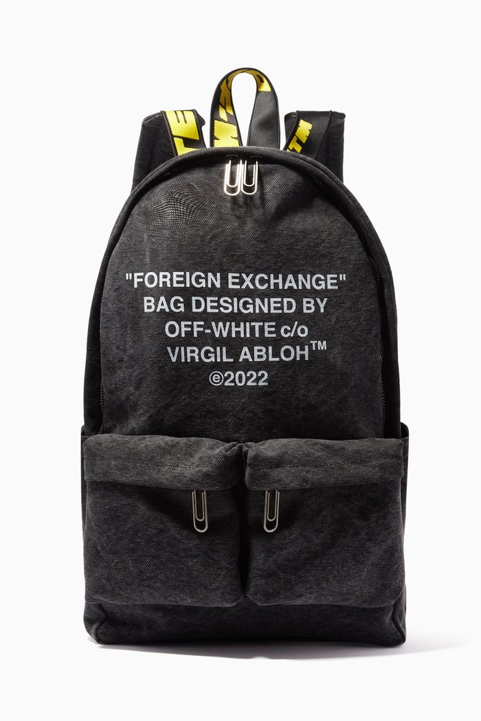 

Hard Core Slogan-print Backpack in Cotton, Black
