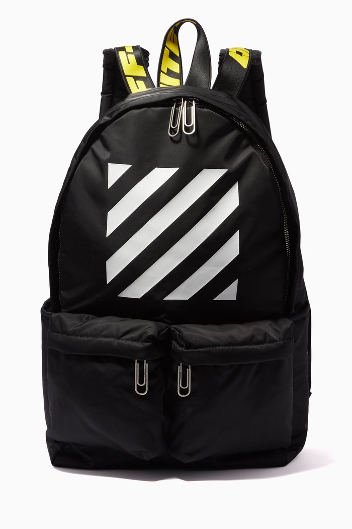 Diagonal Logo Backpack in Nylon, Black
