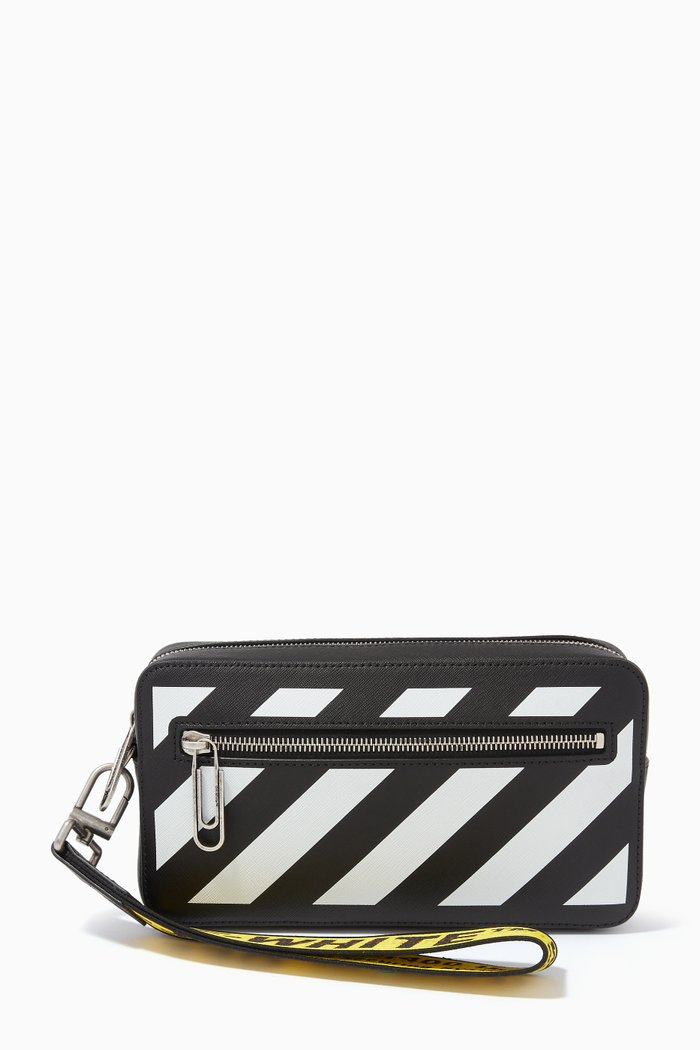 

Diag Saff Clutch Bag in Canvas & Leather, Black