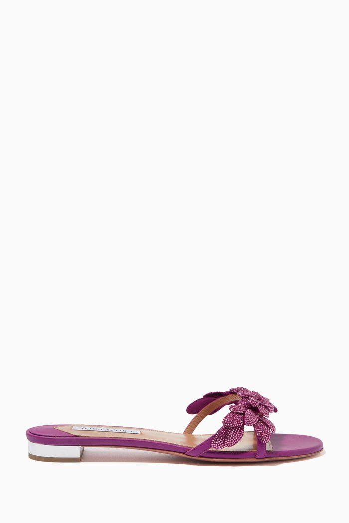 Galactic Flower Slides in Nappa & Suede, Pink