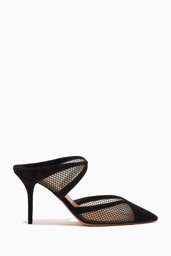 

Kaz 75 Mules in Mesh & Suede, Black