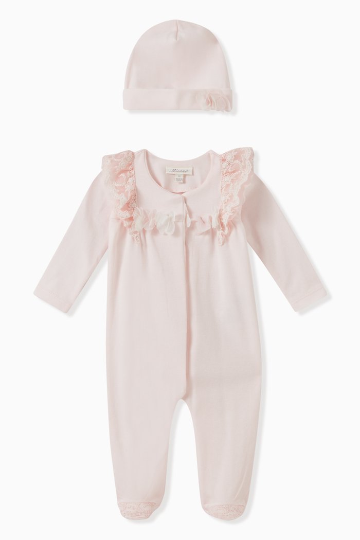 

Ruffled Pyjama and Hat, Set of Two, Pink