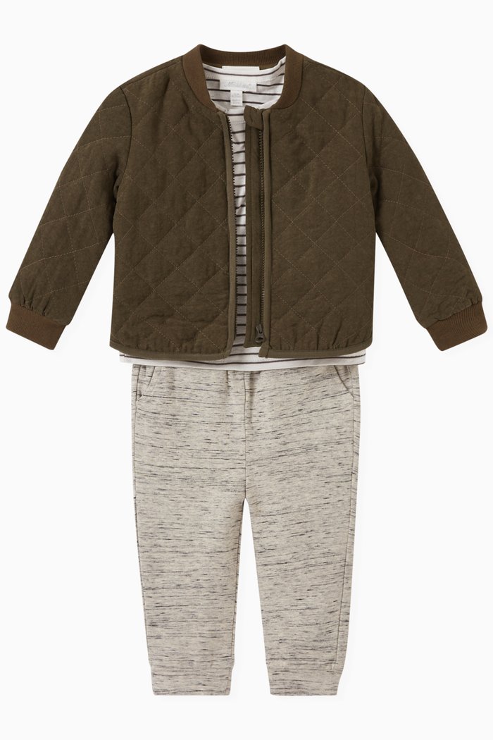 

Jacket, T-shirt and Pants, Set of Three, Grey