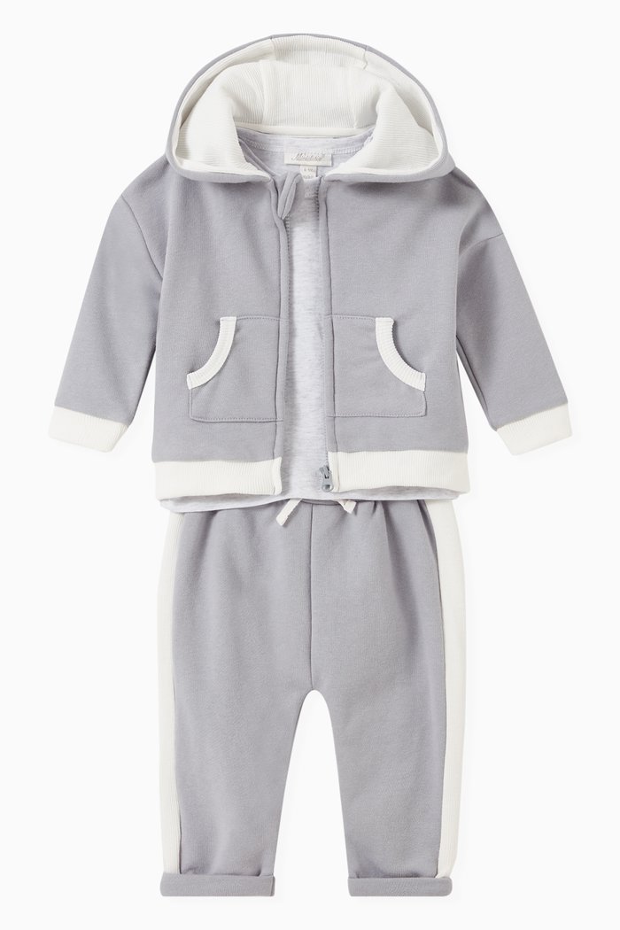 

Hoodie, T-shirt and Joggers in Cotton, Set of Three, Blue