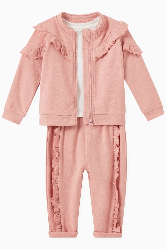 

Ruffled Jacket, T-shirt and Joggers, Set of three, Pink