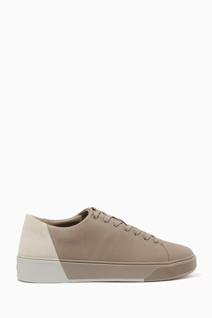 

Colour-block Low-top Sneakers in Leather & Suede, Neutral