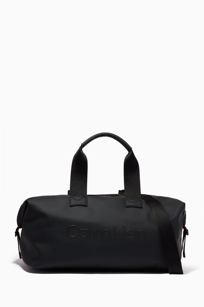 

CK Logo Weekender Bag in Nylon, Black