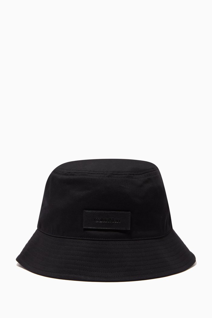 

Badge Bucket Hat in Organic Cotton, Black