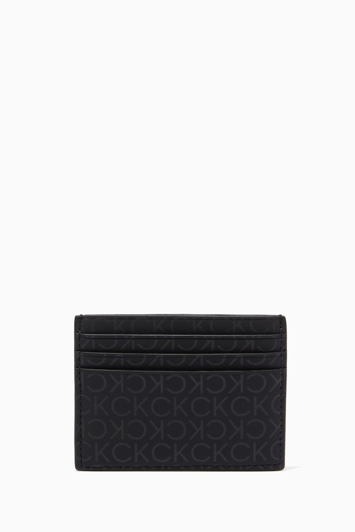 

Logo Monogram Cardholder in Faux Leather, Black