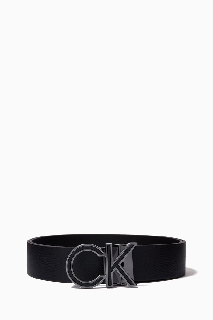 

Reversible Metal CK Inlay Belt, Black