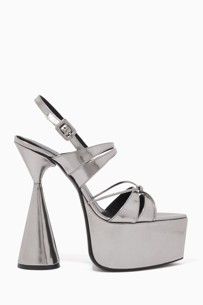 

Belle 150 Platform Sandals in Leather, Silver