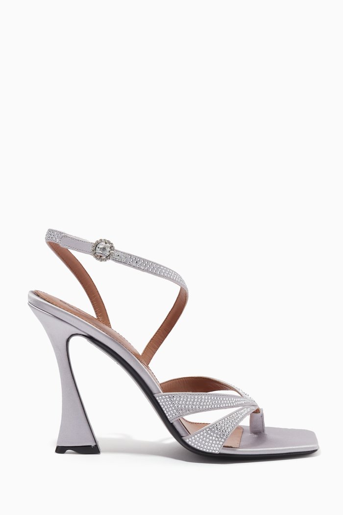 

Raya 100 Crystal-embellished Sandals in Silk, Silver