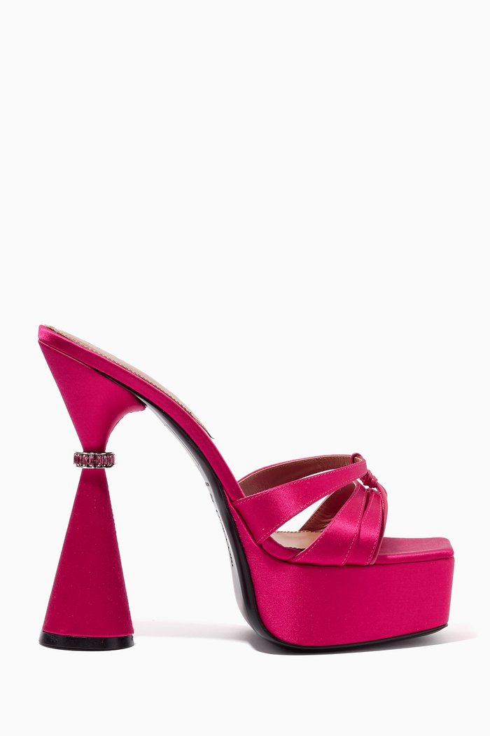 

Sienna 130 Platform Mule Sandals in Satin, Pink