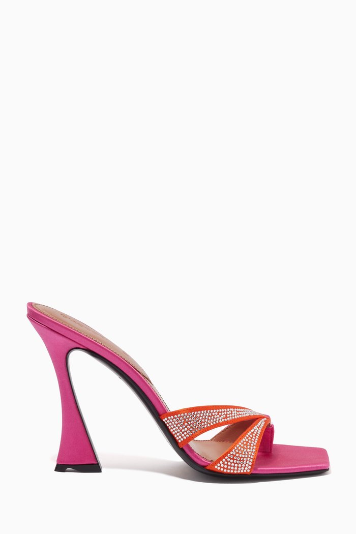 

Layla 100 Crystal-embellished Open-toe Mule Sandals in Satin, Pink