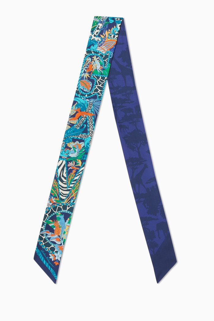

Amo-print Twilly Scarf in Silk, Blue