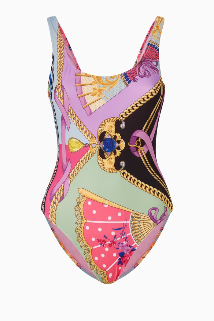 

I Ventagli One-piece Swimsuit in Stretch Nylon, Multicolour