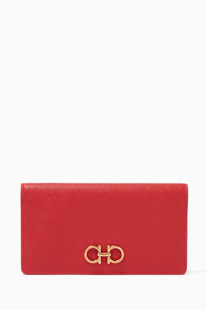 

Gancini Continental Wallet in Hammered Calf Leather, Red
