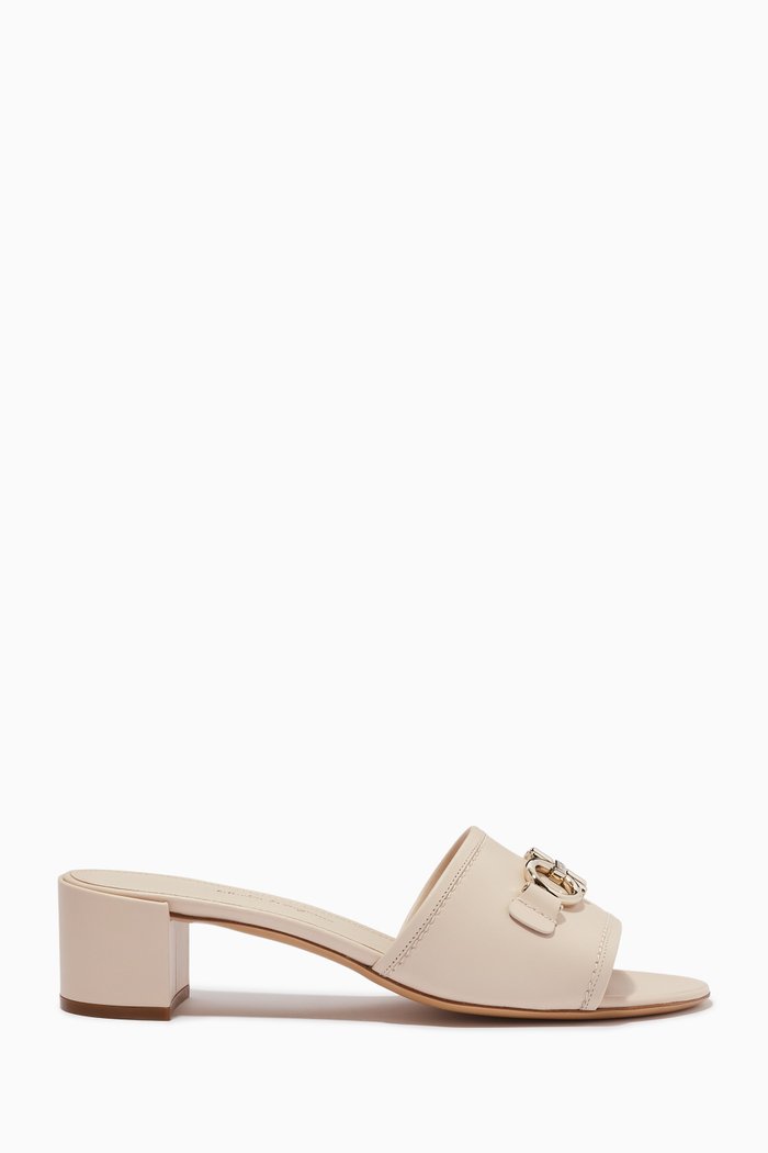 

Gancini 40 Mule s in Calf Leather, White