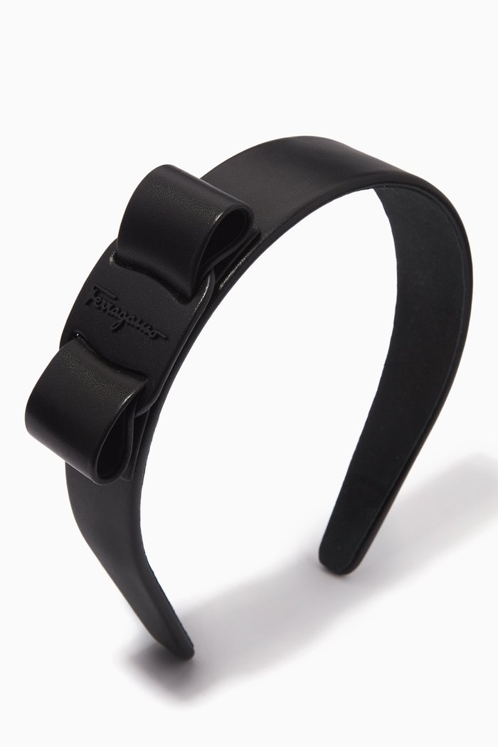 

Viva Bow Hairband in Calf Leather, Black