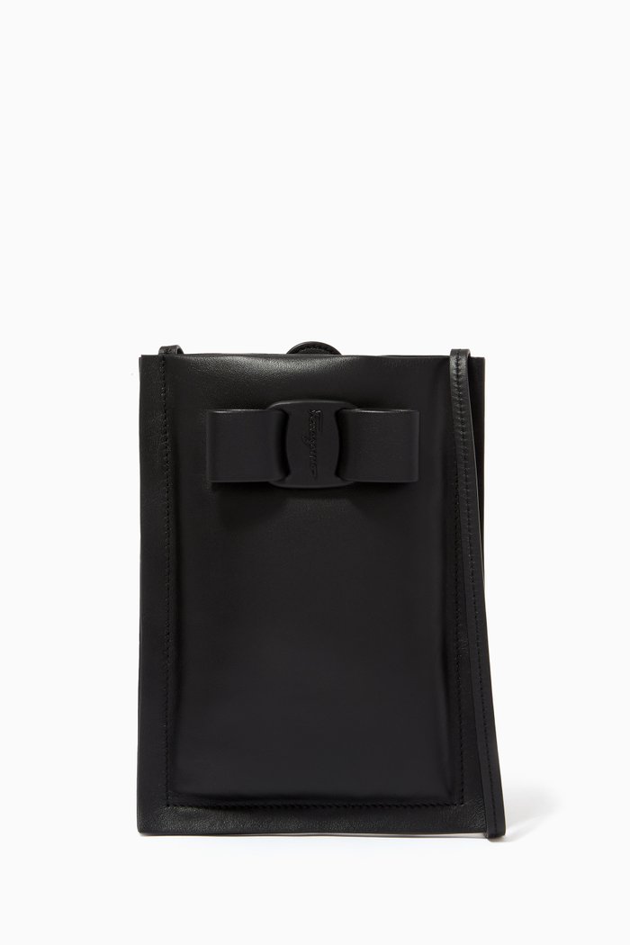

Viva Bow Smartphone Case in Calf Leather, Black
