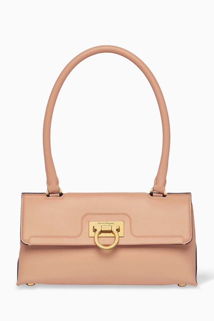 

Trifolio Swing Shoulder Bag in Calf Leather, Neutral