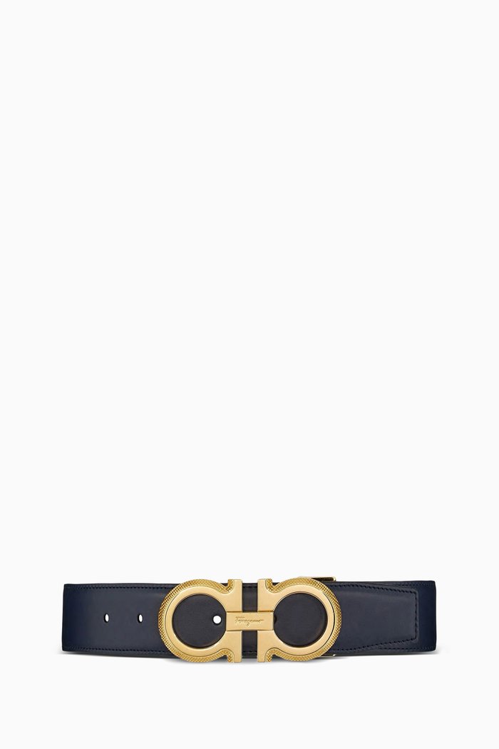 Reversible Adjus Belt in Leather, Blue