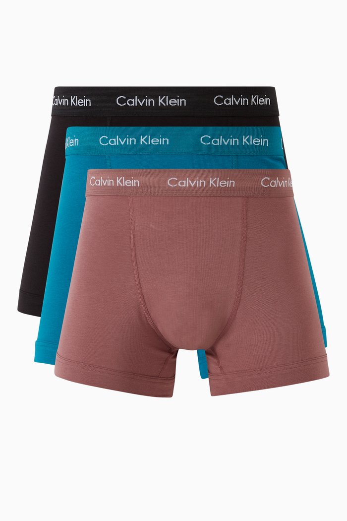 Logo Trunks in Cotton, Set of 3, Multicolour