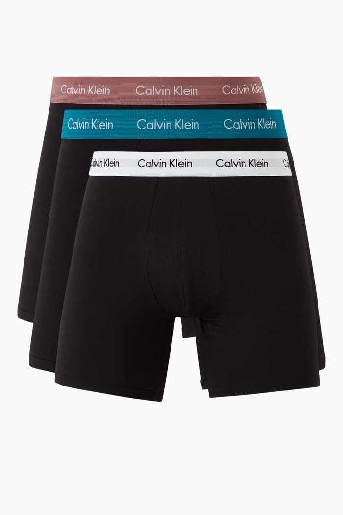 

Boxer Briefs in Cotton Stretch, Set of 3, Blue